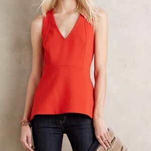 Anthropologie Leifsdottir Red Peplum Top Size 6 Bright Red